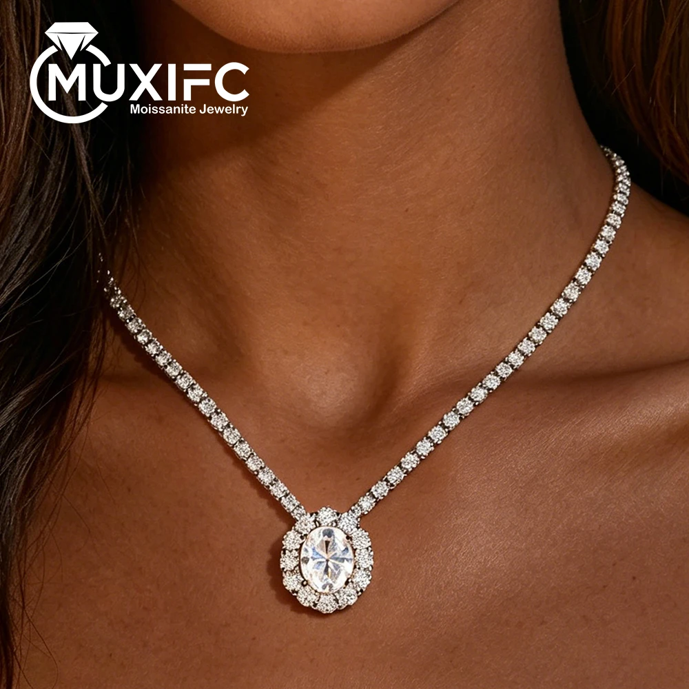 2ct Oval Cut Full Moissanite Tennis Necklace 925 Sterling Silver Halo Moissanite Necklace Fine Jewelry Choker Pendant for Women
2ct Oval Cut Full Moissanite Tennis Necklace 925 Sterling Silver Halo Moissanite Necklace Fine Jewelry Choker Pendant for Women