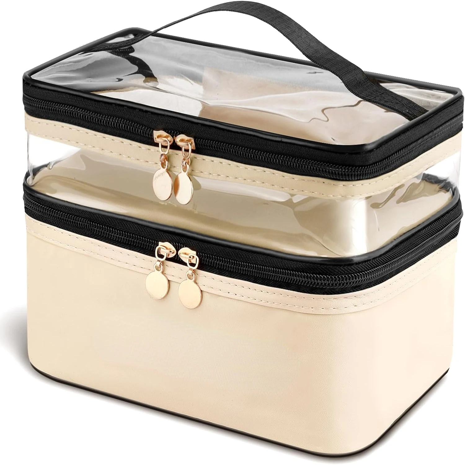 Beige Leather Double Layer Large Chic Cosmetic Bags - Stylish Women's Favorite Beauty Accessory, Spacious and Organized Makeup a
Beige Leather Double Layer Large Chic Cosmetic Bags - Stylish Women's Favorite Beauty Accessory, Spacious and Organized Makeup a