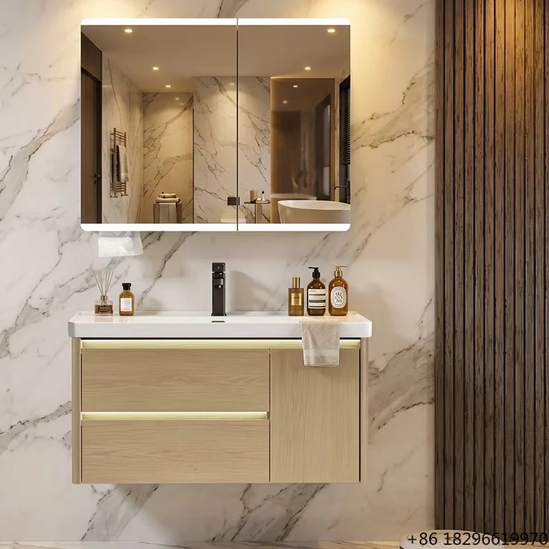 Modern Smart LED Bathroom Mirror Cabinet With Ceramic Basin Solid Wood Vanity Unit For Hotel Project Bathroom Furniture
Modern Smart LED Bathroom Mirror Cabinet With Ceramic Basin Solid Wood Vanity Unit For Hotel Project Bathroom Furniture