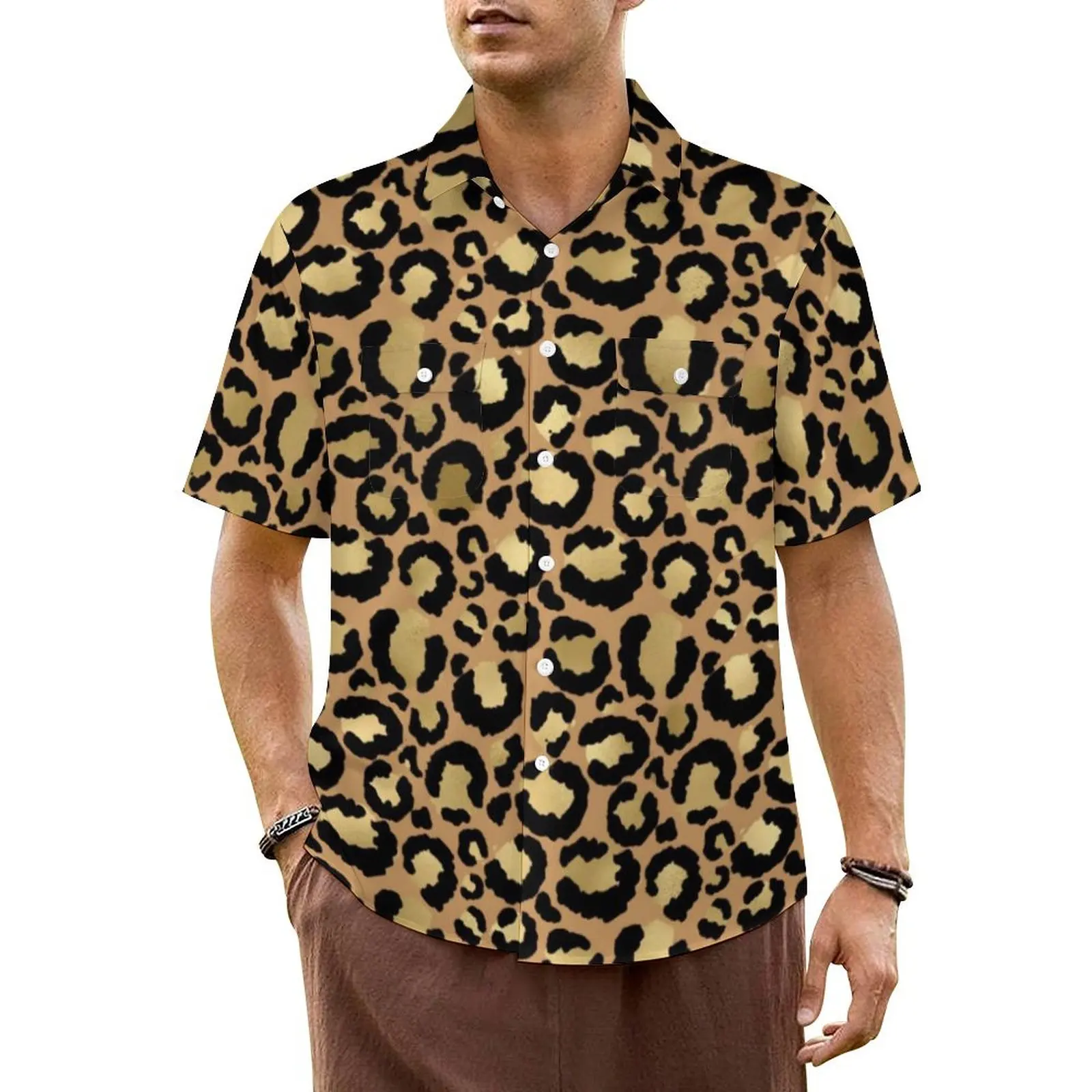 Gold And Black Leopard Vacation Shirt Male Animal Print Trendy Casual Shirts Hawaiian Short-Sleeved Fashion Oversized Blouses
Gold And Black Leopard Vacation Shirt Male Animal Print Trendy Casual Shirts Hawaiian Short-Sleeved Fashion Oversized Blouses