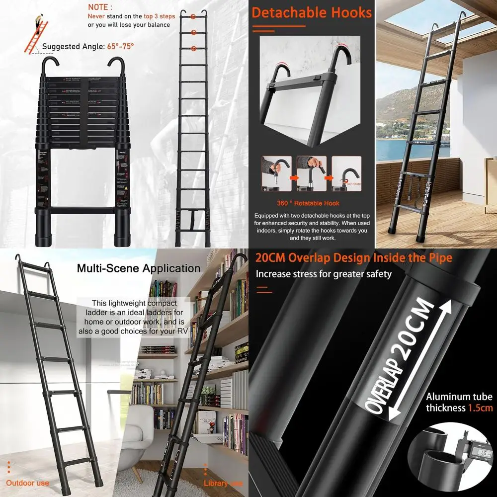 Алюминиевая телескопическая лестница высотой 12,5 футов с крючками — складная удлинительная лестница для дома, лофта, крыши и автофургона — сертифицирован EN131, 330 фунтов
Алюминиевая телескопическая лестница высотой 12,5 футов с крючками — складная удлинительная лестница для дома, лофта, крыши и автофургона — сертифицирован EN131, 330 фунтов