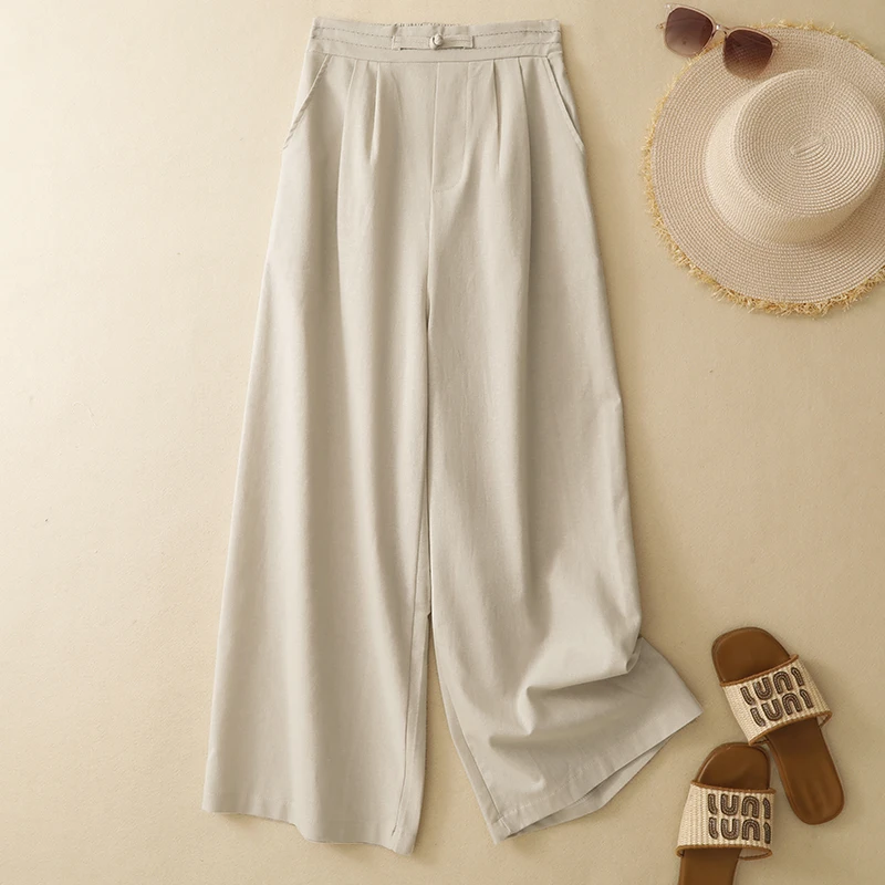 High Waist Straight Leg Harem Pants Casual Cotton Linen Ladies plus Size Summer New Style Nine Points Casual Trousers
High Waist Straight Leg Harem Pants Casual Cotton Linen Ladies plus Size Summer New Style Nine Points Casual Trousers