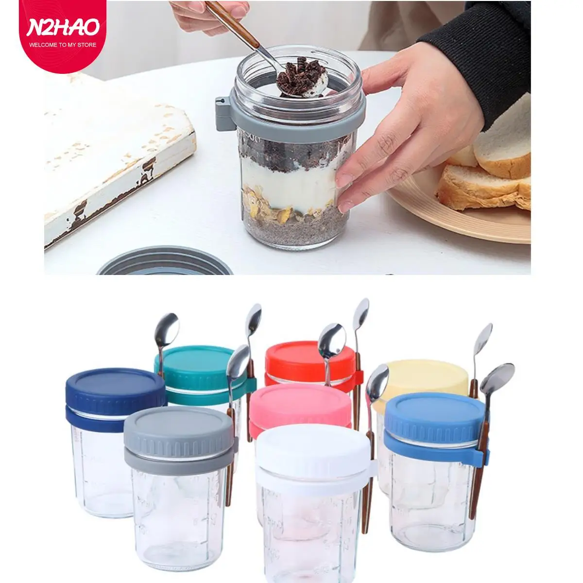 1Pcs 12oz Overnight Oats Container Airtight Glass Oatmeal Jars with Lid and Spoon Portable Overnight Oatmeal Cup Reusable
1Pcs 12oz Overnight Oats Container Airtight Glass Oatmeal Jars with Lid and Spoon Portable Overnight Oatmeal Cup Reusable