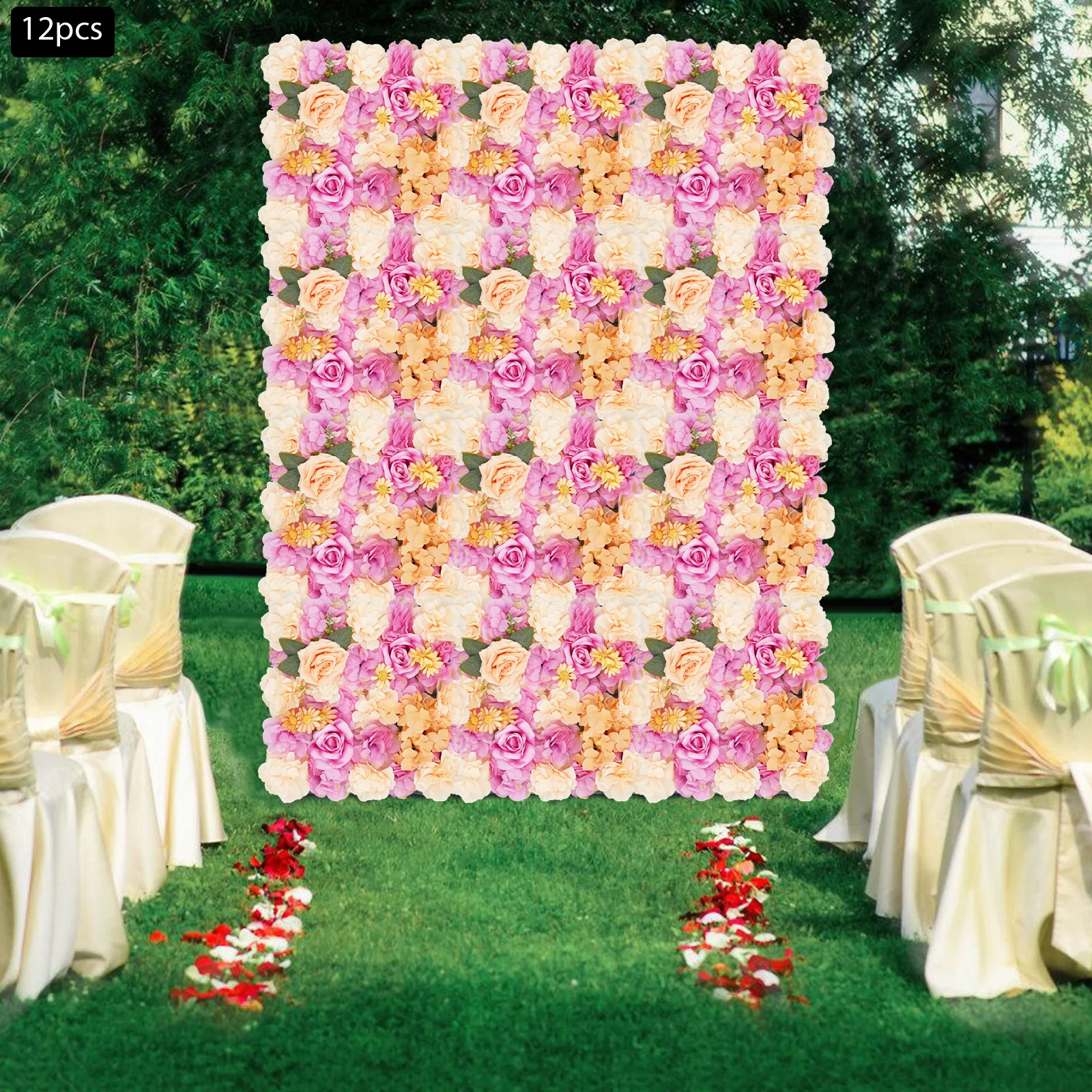 Flower Wall, 12 Pcs Artificial Flowers Wall Panels 38x38cm with 100 Ties, Champagne Autumn Purple Red Floral Panels for Wedding
Flower Wall, 12 Pcs Artificial Flowers Wall Panels 38x38cm with 100 Ties, Champagne Autumn Purple Red Floral Panels for Wedding