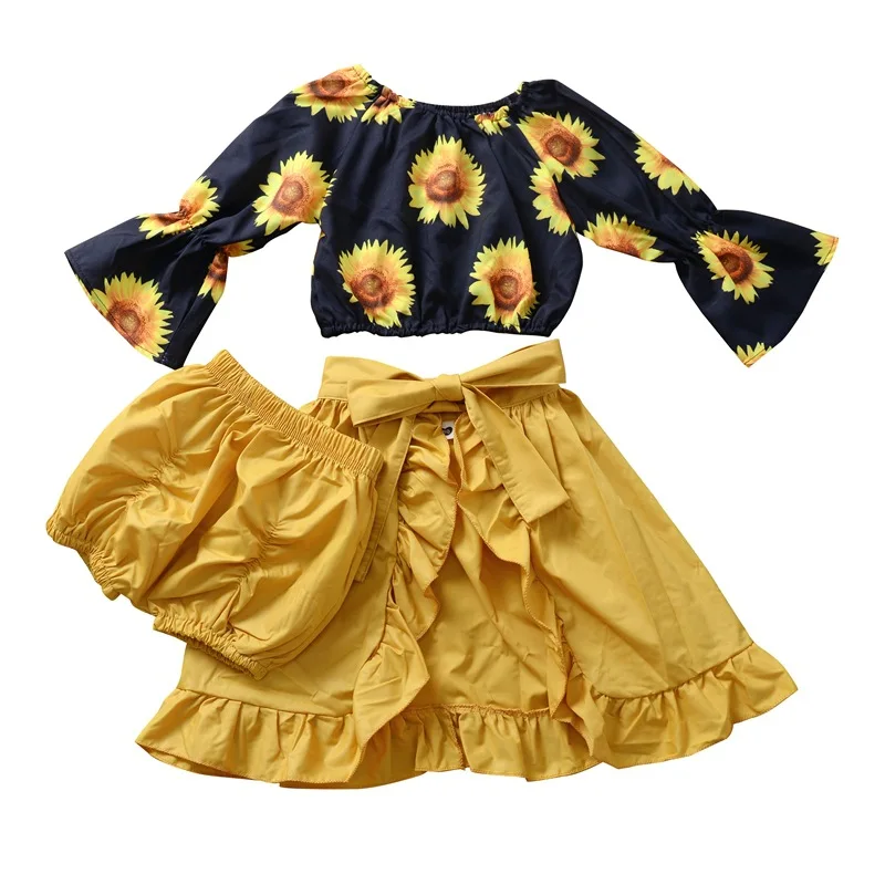 Baby Summer Clothing Girl Floral Clothes Kids Long Sleeve Sunflower Print Summer Sets Tops + Skirts
Baby Summer Clothing Girl Floral Clothes Kids Long Sleeve Sunflower Print Summer Sets Tops + Skirts