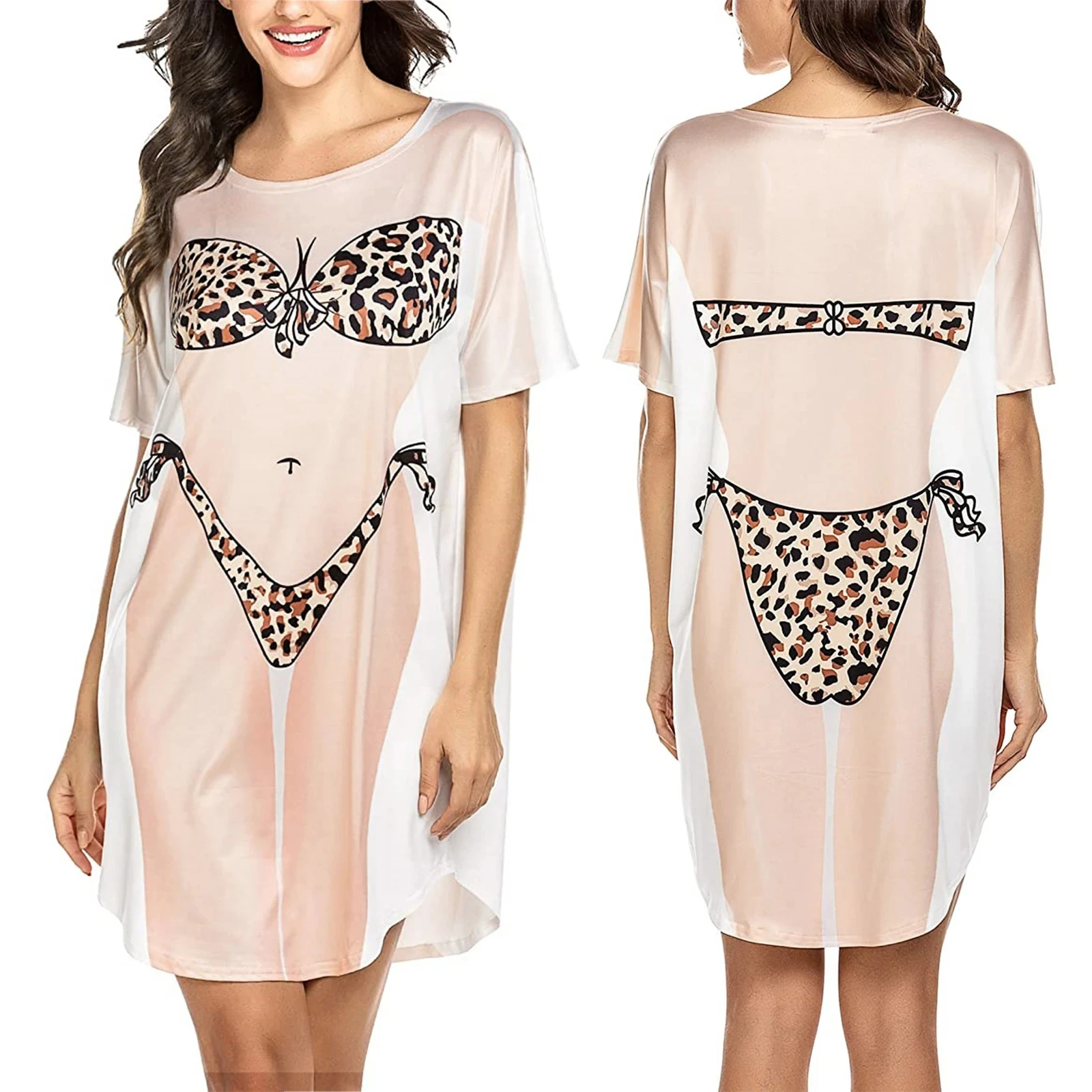 Women's Summer Fashion Dress 3D Bikini Print Round Neck Short Sleeve Dress Loose Home Cute Women's Plus Size Pajamas Home Wear
Women's Summer Fashion Dress 3D Bikini Print Round Neck Short Sleeve Dress Loose Home Cute Women's Plus Size Pajamas Home Wear