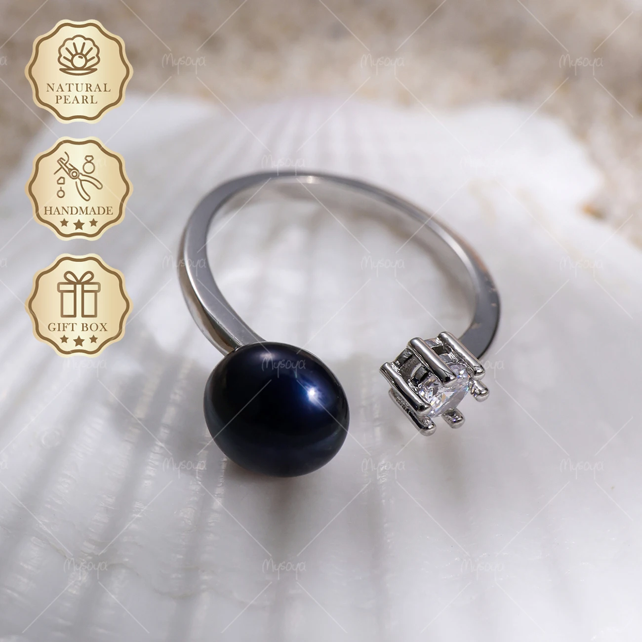 MYSOYA 8-9mm Black Freshwater Pearl Open Ring, Gift Box, Birthday & Mother's Day Jewelry S401
MYSOYA 8-9mm Black Freshwater Pearl Open Ring, Gift Box, Birthday & Mother's Day Jewelry S401