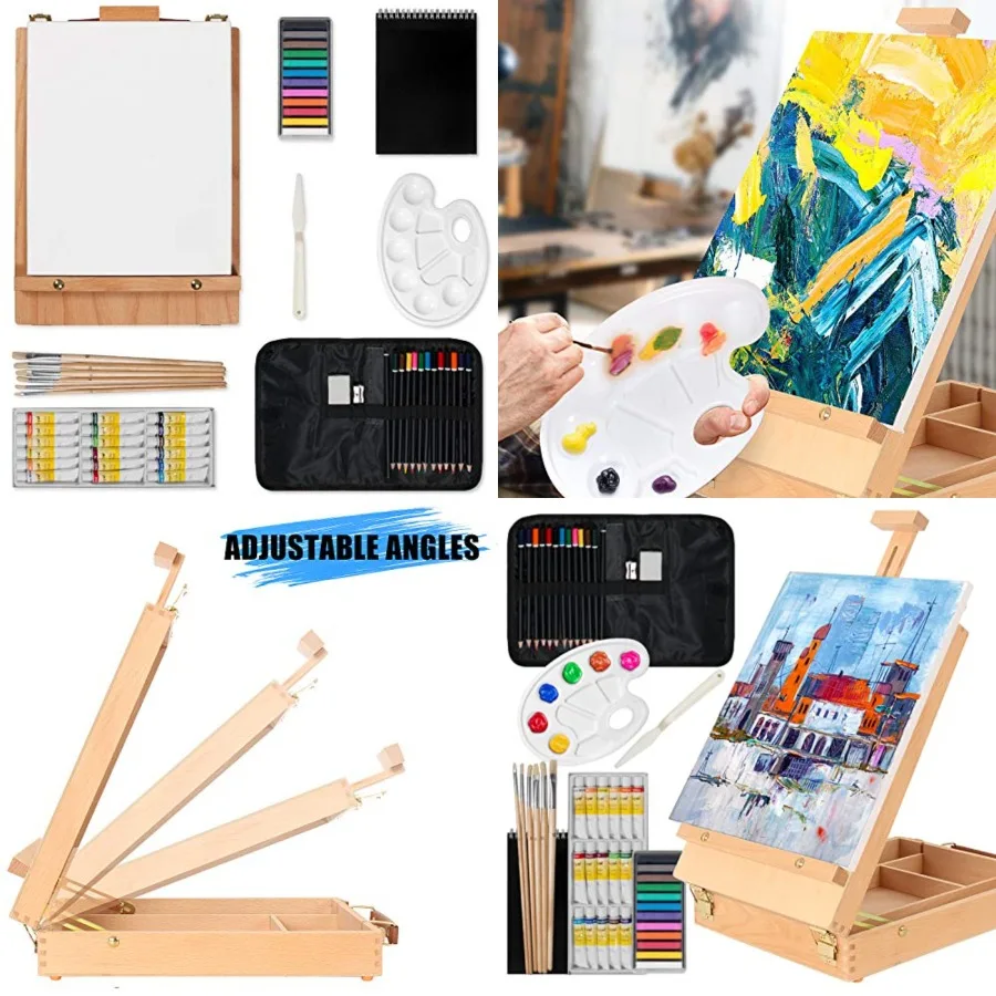 45 Piece Wooden Paint Set Crafts Drawing Painting Kit with Box Easel and 18 Acrylic Oil Paint Colors, 12 Color Pencil Etc. for Teens Adults Artist, Art Supplies
45 Piece Wooden Paint Set Crafts Drawing Painting Kit with Box Easel and 18 Acrylic Oil Paint Colors, 12 Color Pencil Etc. for Teens Adults Artist, Art Supplies