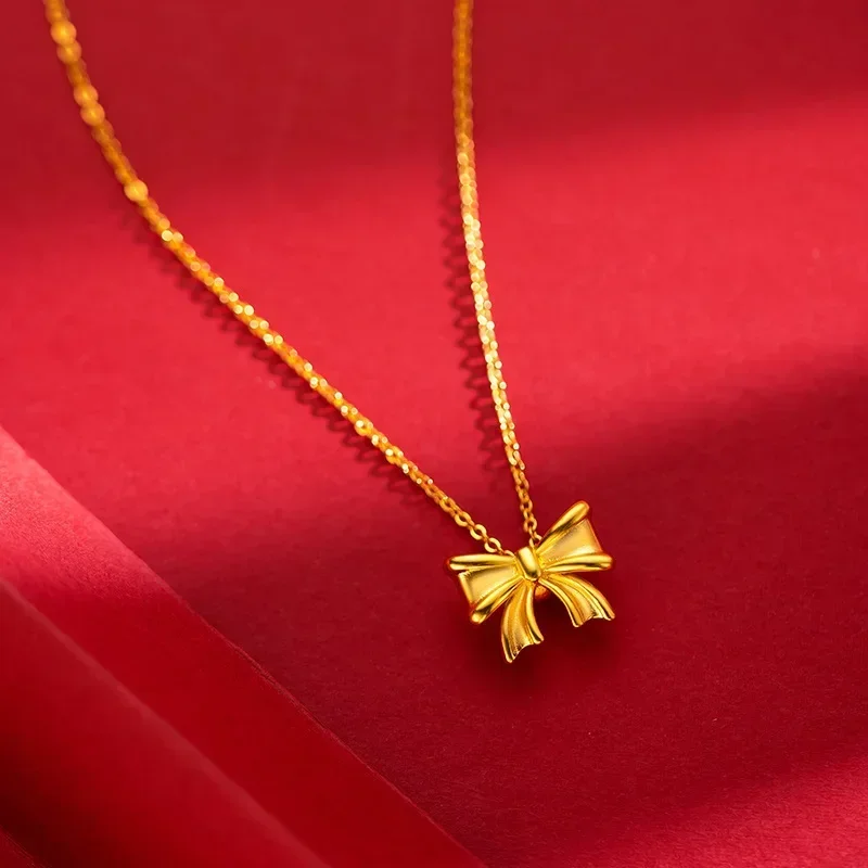 9999 Real Gold 24K Girl Bow Pendant Necklace Simple Niche Premium Bow Necklace Pendant
9999 Real Gold 24K Girl Bow Pendant Necklace Simple Niche Premium Bow Necklace Pendant
