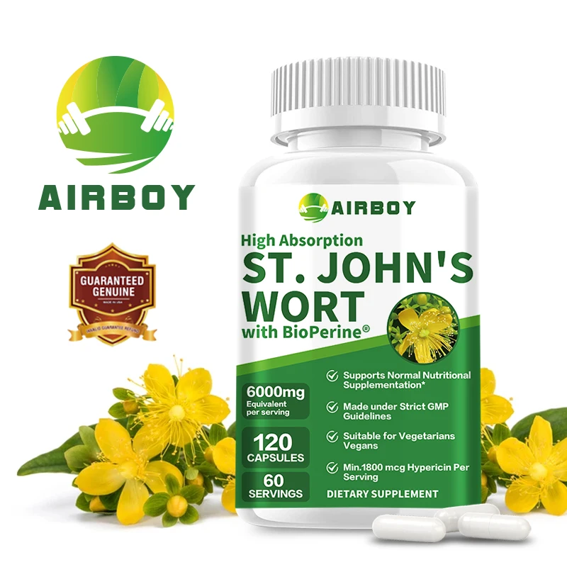 St. John's Wort 6000mg - Reduce Anxiety, Soothe The Nervous System, Improve Mood, Regulate Sleep, Improves Cognitive Abilities
St. John's Wort 6000mg - Reduce Anxiety, Soothe The Nervous System, Improve Mood, Regulate Sleep, Improves Cognitive Abilities