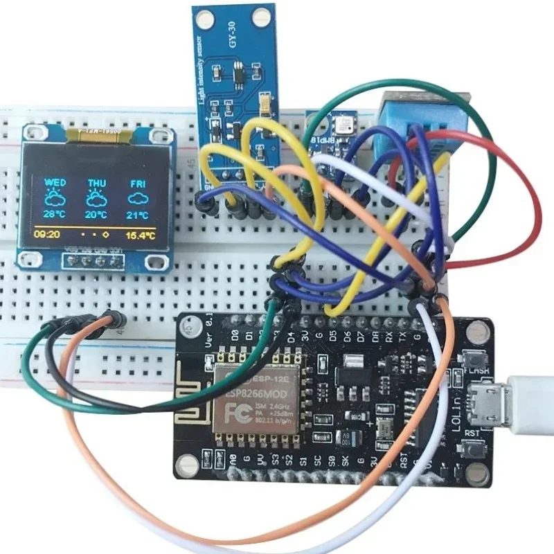 Комплект метеостанции ESP8266 с датчиком атмосферного давления и влажности для Arduino IDE IoT Starter
Комплект метеостанции ESP8266 с датчиком атмосферного давления и влажности для Arduino IDE IoT Starter