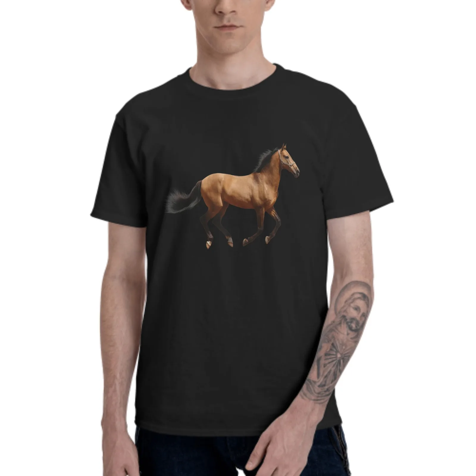 Brown Horse T-Shirt for Men Cotton 100% Women Fashion Casual Summer Tops Round Collar Short-Sleeve Couple Black White Tees
Brown Horse T-Shirt for Men Cotton 100% Women Fashion Casual Summer Tops Round Collar Short-Sleeve Couple Black White Tees