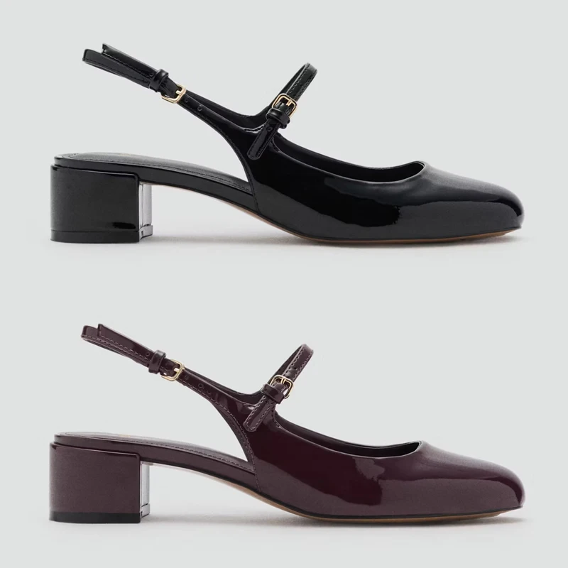 Mango Women's round Toe Mary Jane Shoes with Buckle Strap in Patent Leather Effect Thick Heel Spring Summer New Arrival
Mango Women's round Toe Mary Jane Shoes with Buckle Strap in Patent Leather Effect Thick Heel Spring Summer New Arrival