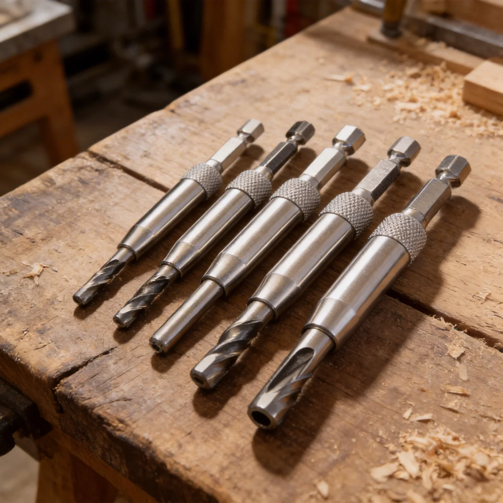 4pcs Self Centering Hinge Drill Bits for Pilot Holes in Door and Cabinet Applications with Adjustable Drill Depth and HSS Body
4pcs Self Centering Hinge Drill Bits for Pilot Holes in Door and Cabinet Applications with Adjustable Drill Depth and HSS Body