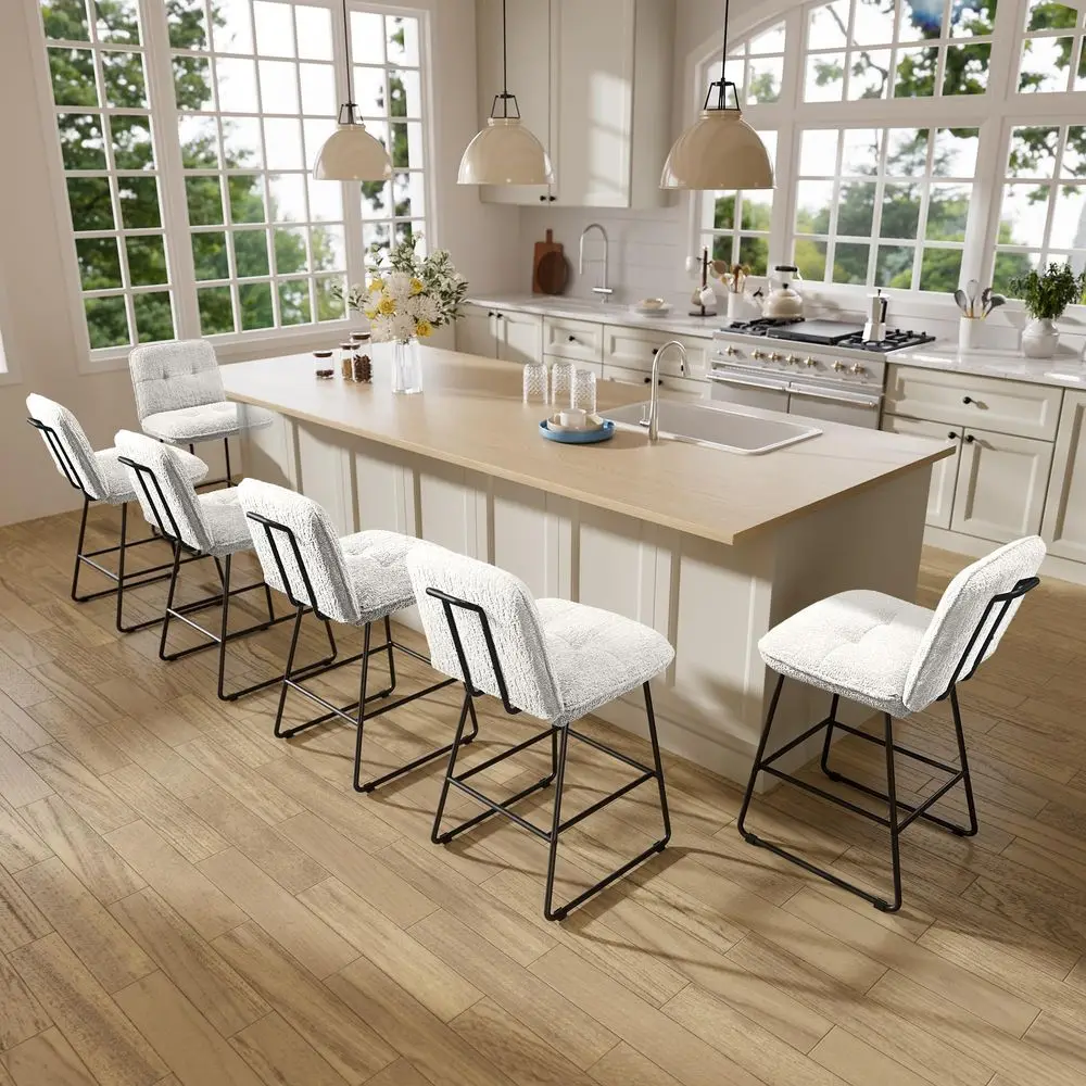 Bar Stools Set of 6, 26 inch Counter Height Bar Stools with Back, Wide Seat Fabric Modern Barstools for Kitchen Island with Met
Bar Stools Set of 6, 26 inch Counter Height Bar Stools with Back, Wide Seat Fabric Modern Barstools for Kitchen Island with Met
