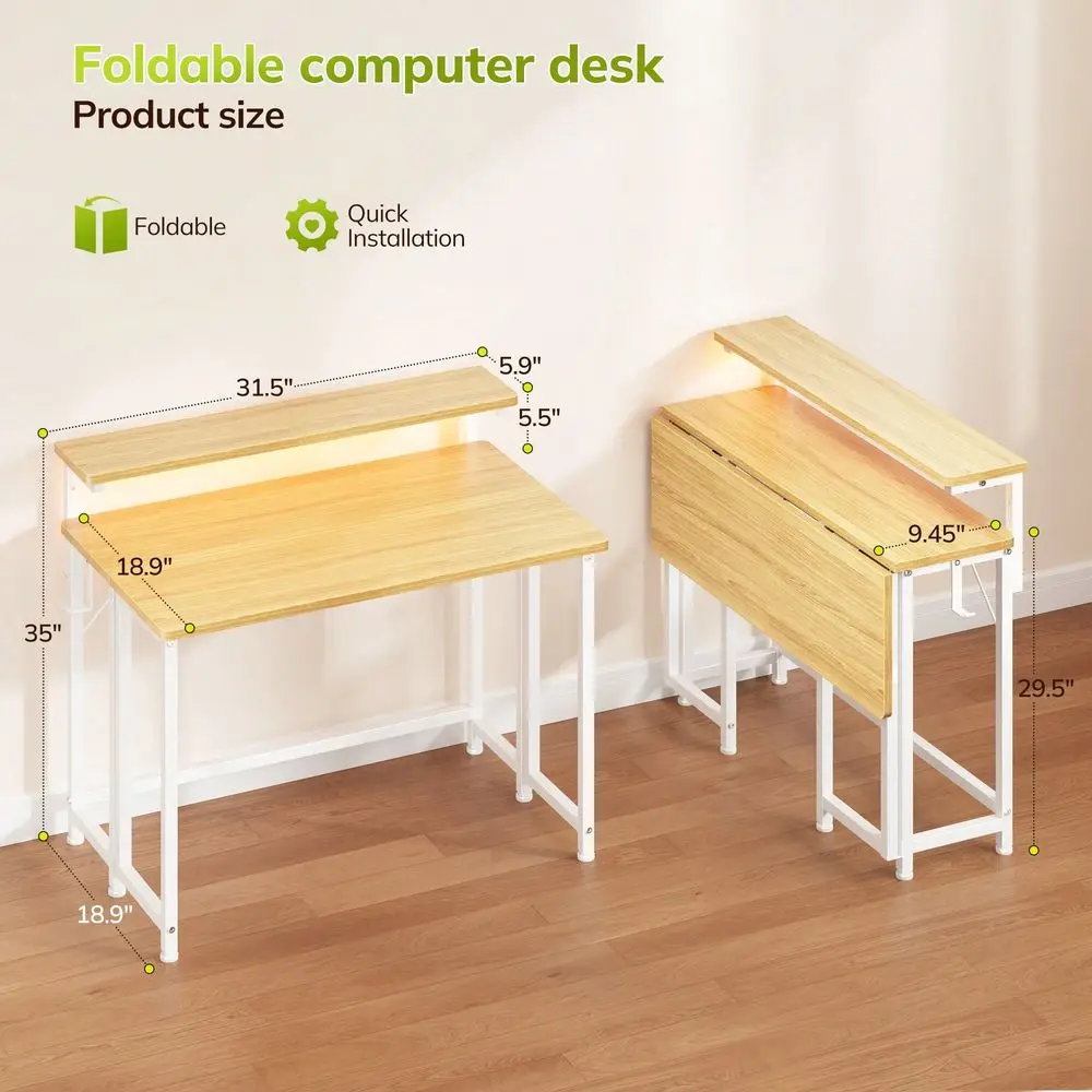 31.5 W SpaceSaving Foldable Gaming Computer Desk With LED Lights Monitor Stand, Home Office Desk With Storage
31.5 W SpaceSaving Foldable Gaming Computer Desk With LED Lights Monitor Stand, Home Office Desk With Storage