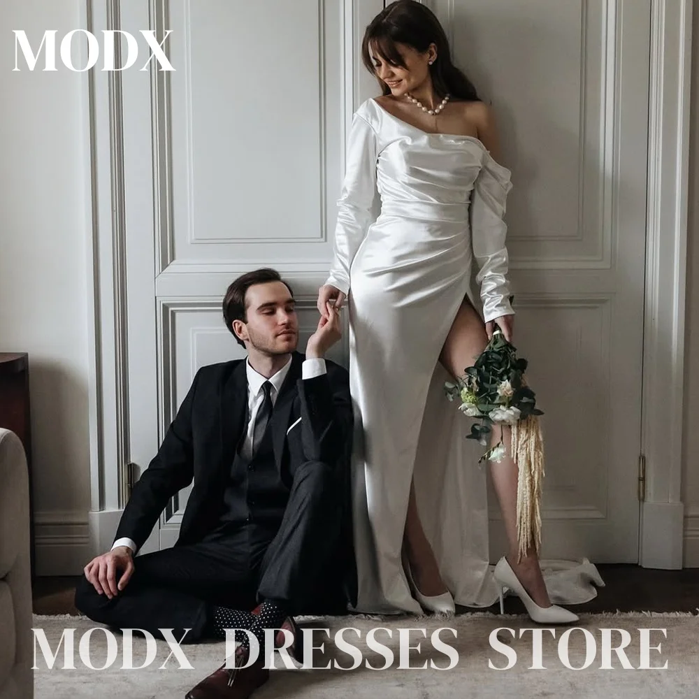 MODX Modern Off Shoulder Mermaid Wedding Dresses Pleat Long Sleeve Soft Stain Bridal Gown Side High Slit Robe De Mariée 2025
MODX Modern Off Shoulder Mermaid Wedding Dresses Pleat Long Sleeve Soft Stain Bridal Gown Side High Slit Robe De Mariée 2025
