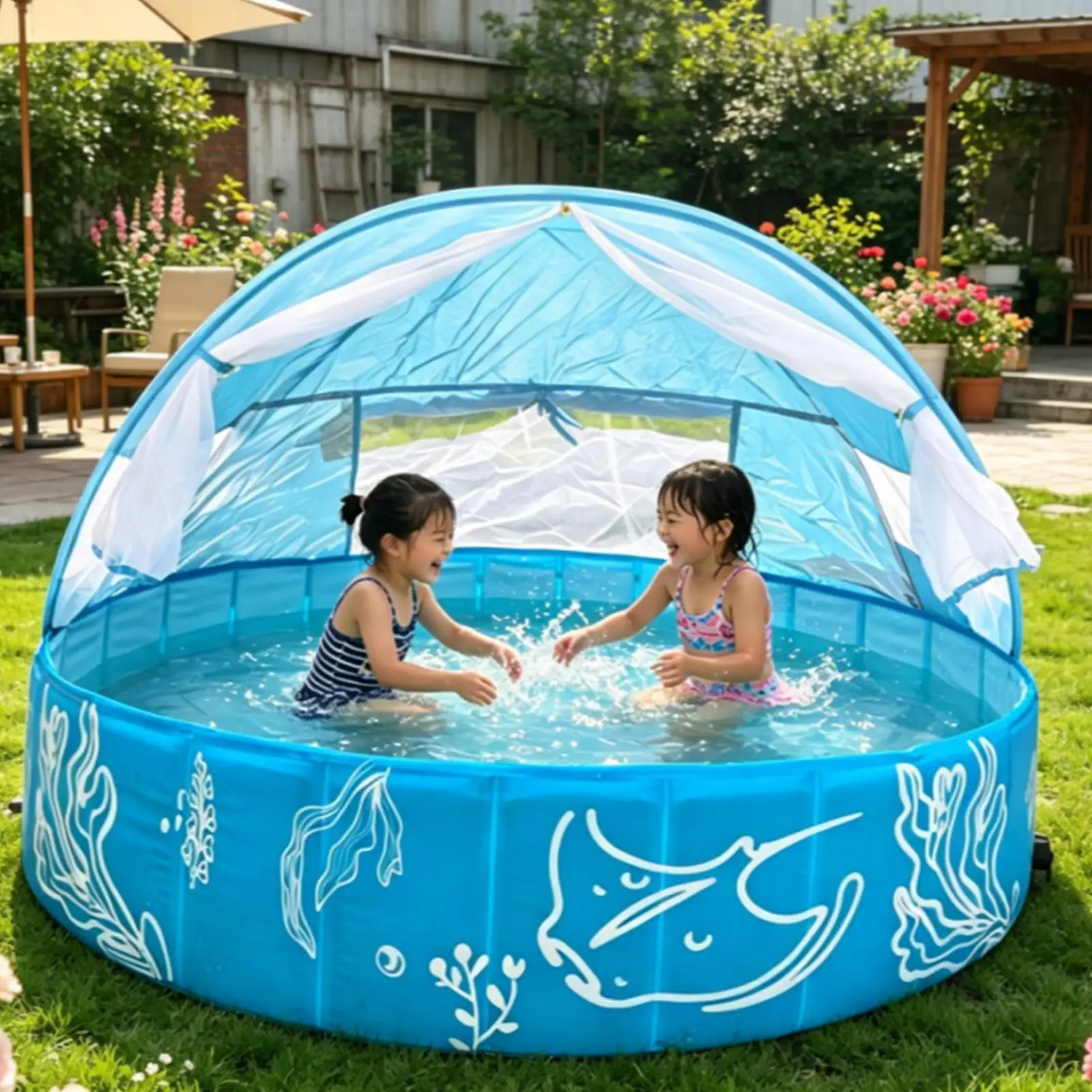 Kids Swimming Pool With Canopy And Net Non Inflatable Water Toy 120x30cm Folding Pool For Outdoor Summer Patio Park Beach Travel
Kids Swimming Pool With Canopy And Net Non Inflatable Water Toy 120x30cm Folding Pool For Outdoor Summer Patio Park Beach Travel