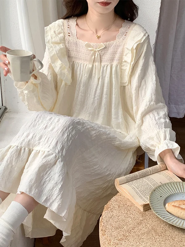 Sweet Princess Style Long Sleeve Cotton Silk Sleepwear Thin Home Clothes for Women Spring Autumn New Arrival Winter Lightweight
Sweet Princess Style Long Sleeve Cotton Silk Sleepwear Thin Home Clothes for Women Spring Autumn New Arrival Winter Lightweight
