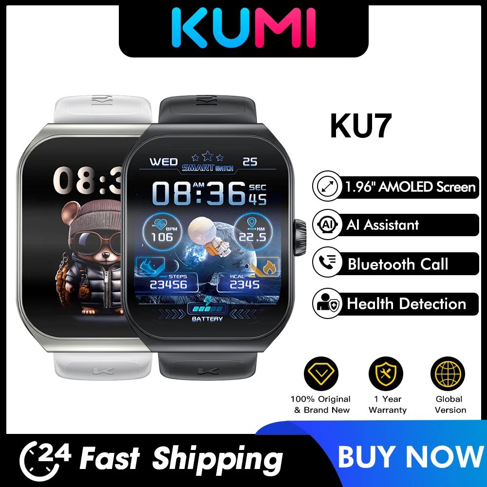 Смарт-часы KUMI KU7, экран 1,96 дюйма Amoled, 100 + спортивные режимы, водозащита IP68, Bluetooth, звонки, мониторинг здоровья и сна, SOS
Смарт-часы KUMI KU7, экран 1,96 дюйма Amoled, 100 + спортивные режимы, водозащита IP68, Bluetooth, звонки, мониторинг здоровья и сна, SOS