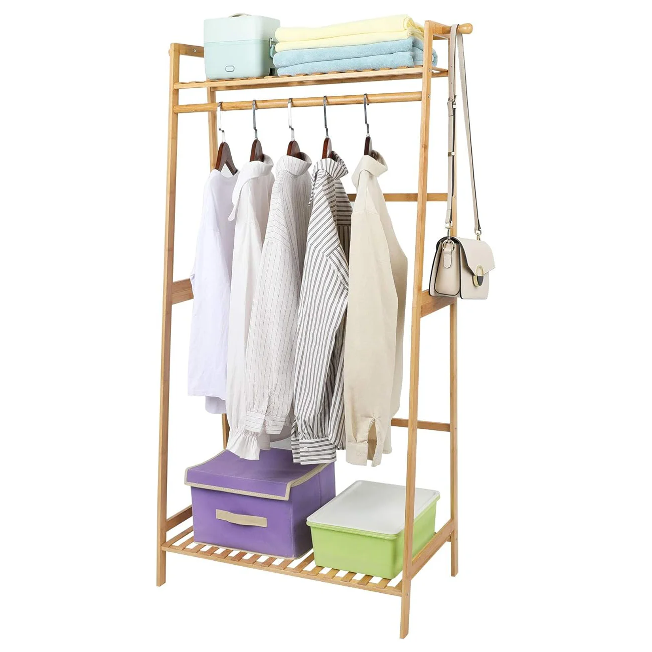 2-Tier Bamboo Clothes Hanging Rack with 2 Coat Hooks Portable Laundry Closet Organizer Garment Rack for Bedroom or Guest Roompro
2-Tier Bamboo Clothes Hanging Rack with 2 Coat Hooks Portable Laundry Closet Organizer Garment Rack for Bedroom or Guest Roompro