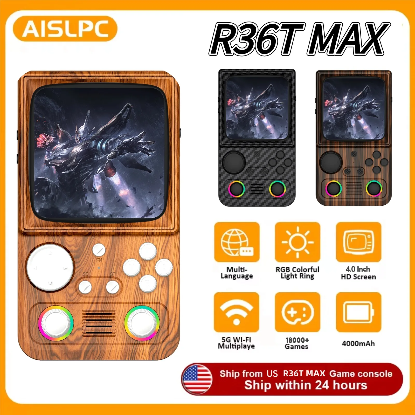 R36T MAX Retro Handheld Game Console 4.0 Inch IPS Screen EmuELEC System 22000+ Games WIFI Online Battle Portable Video Game
R36T MAX Retro Handheld Game Console 4.0 Inch IPS Screen EmuELEC System 22000+ Games WIFI Online Battle Portable Video Game
