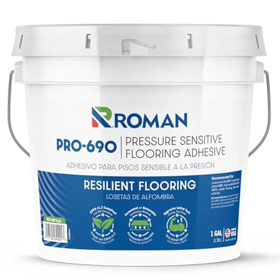 PRO-690 Pressure Sensitive Flooring Adhesive Zero VOC, Releasable or Permanent Install, for LVT, LVP and VCT 1 Gallon 3.78 L
PRO-690 Pressure Sensitive Flooring Adhesive Zero VOC, Releasable or Permanent Install, for LVT, LVP and VCT 1 Gallon 3.78 L