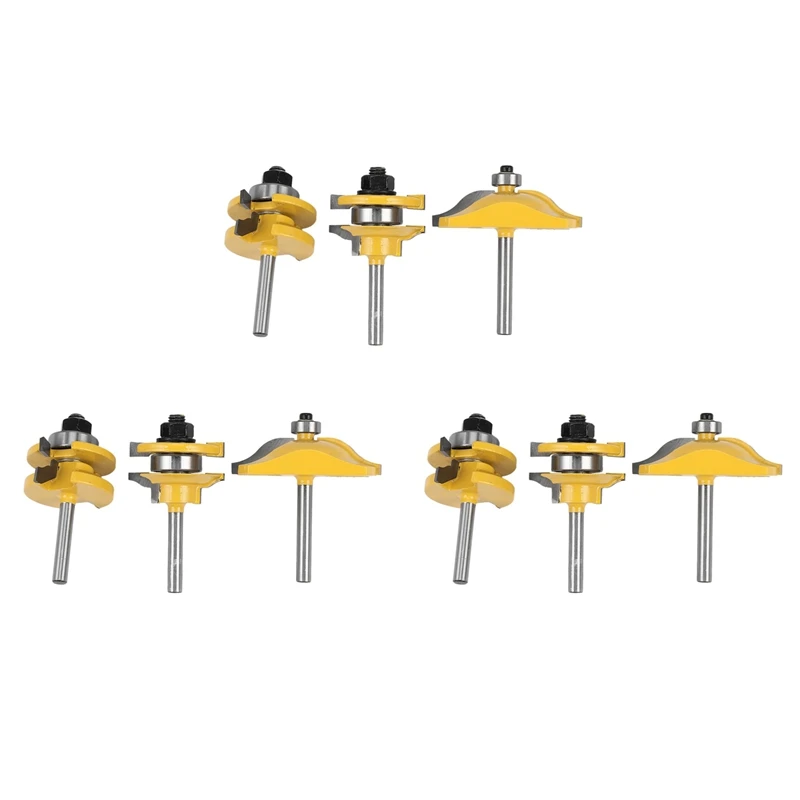 LLCS-9Pc1/4 Shank Raised Panel Cabinet Door Router Bit Set - 3 Bit Ogee Woodworking Cutter Woodworking Router Bits
LLCS-9Pc1/4 Shank Raised Panel Cabinet Door Router Bit Set - 3 Bit Ogee Woodworking Cutter Woodworking Router Bits
