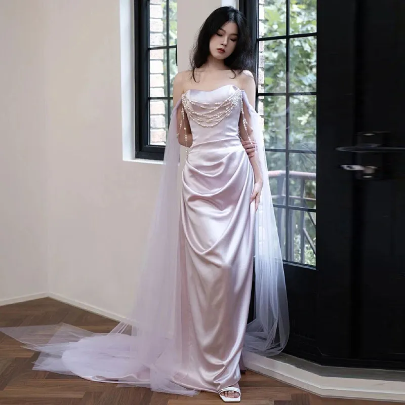 It's Yiiya Customized Evening Dress Light Purple Satin Off the Shoulder Beads Mermaid Trailing Plus size Woman Party Gown 260030
It's Yiiya Customized Evening Dress Light Purple Satin Off the Shoulder Beads Mermaid Trailing Plus size Woman Party Gown 260030