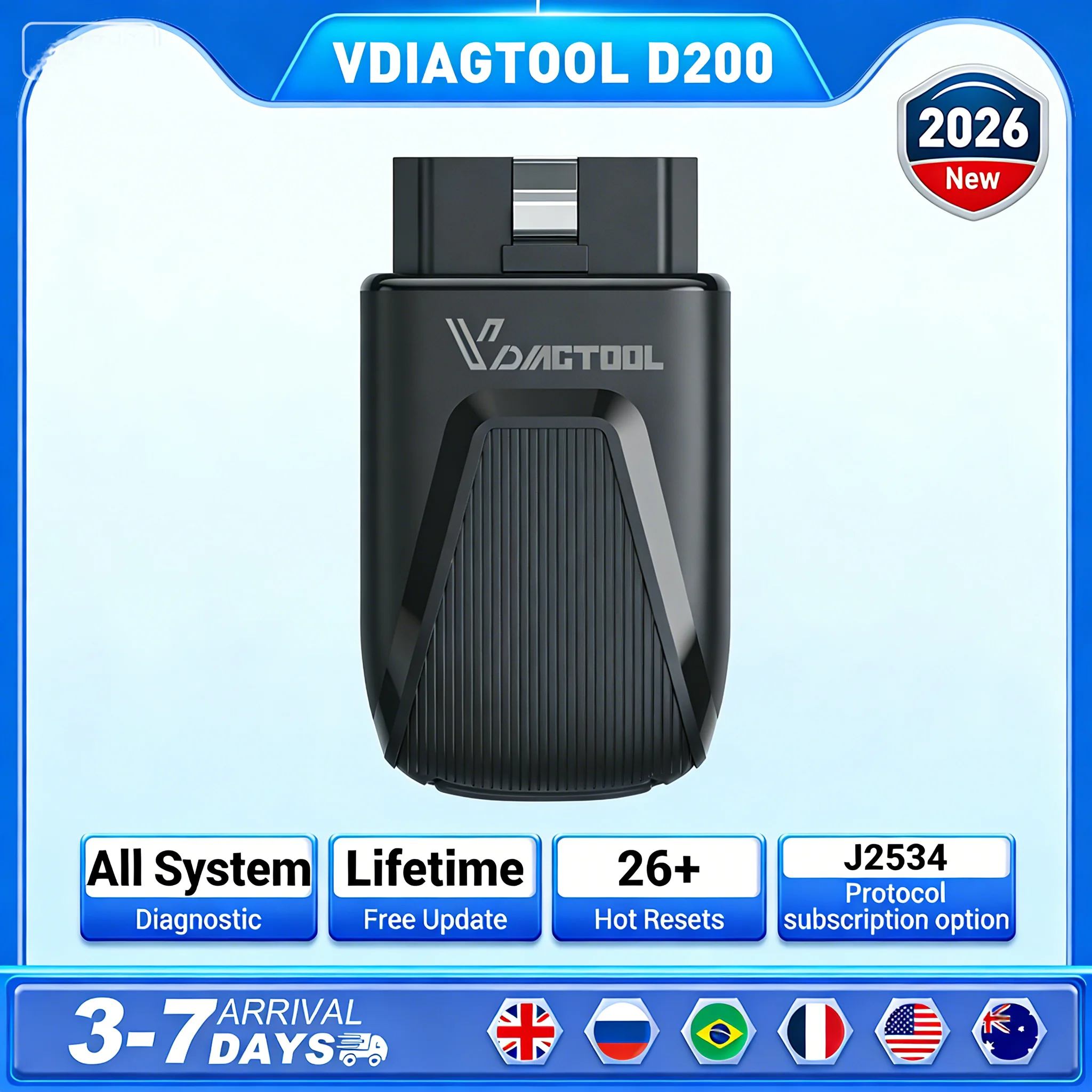 2026 VDIAGTOOL D200 Bluetooth OBD2 сканер для диагностики всех систем, 26+ функций сброса, двунаправленный тест, J2534 FCA, пожизненные бесплатные обновления
2026 VDIAGTOOL D200 Bluetooth OBD2 сканер для диагностики всех систем, 26+ функций сброса, двунаправленный тест, J2534 FCA, пожизненные бесплатные обновления