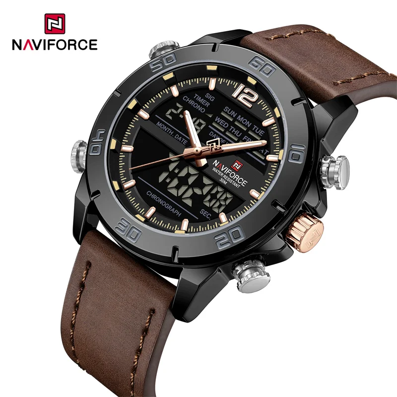Новые мужские часы NAVIFORCE, светящиеся часы с дисплеем дня и даты, модный ремешок из натуральной кожи, 30 м, водонепроницаемые мужские кварцевые наручные часы
Новые мужские часы NAVIFORCE, светящиеся часы с дисплеем дня и даты, модный ремешок из натуральной кожи, 30 м, водонепроницаемые мужские кварцевые наручные часы