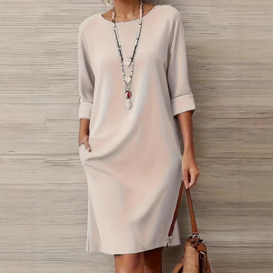 Casual Half Sleeve Loose Midi Dress Women Summer 2026 Fashion Solid Color O-neck Dresses Elegant Vestidos
Casual Half Sleeve Loose Midi Dress Women Summer 2026 Fashion Solid Color O-neck Dresses Elegant Vestidos