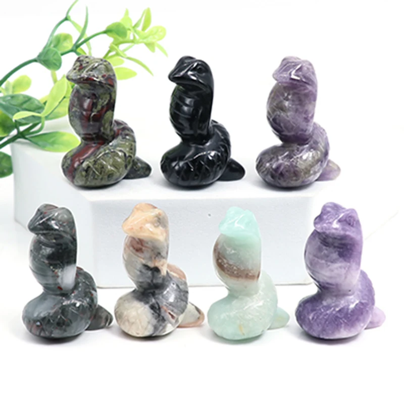 Natural Stones And Crystals Carved Snake Statue Ornament Crafts Healing Minerals Gemstone Animals Figurine Home Decoration
Natural Stones And Crystals Carved Snake Statue Ornament Crafts Healing Minerals Gemstone Animals Figurine Home Decoration