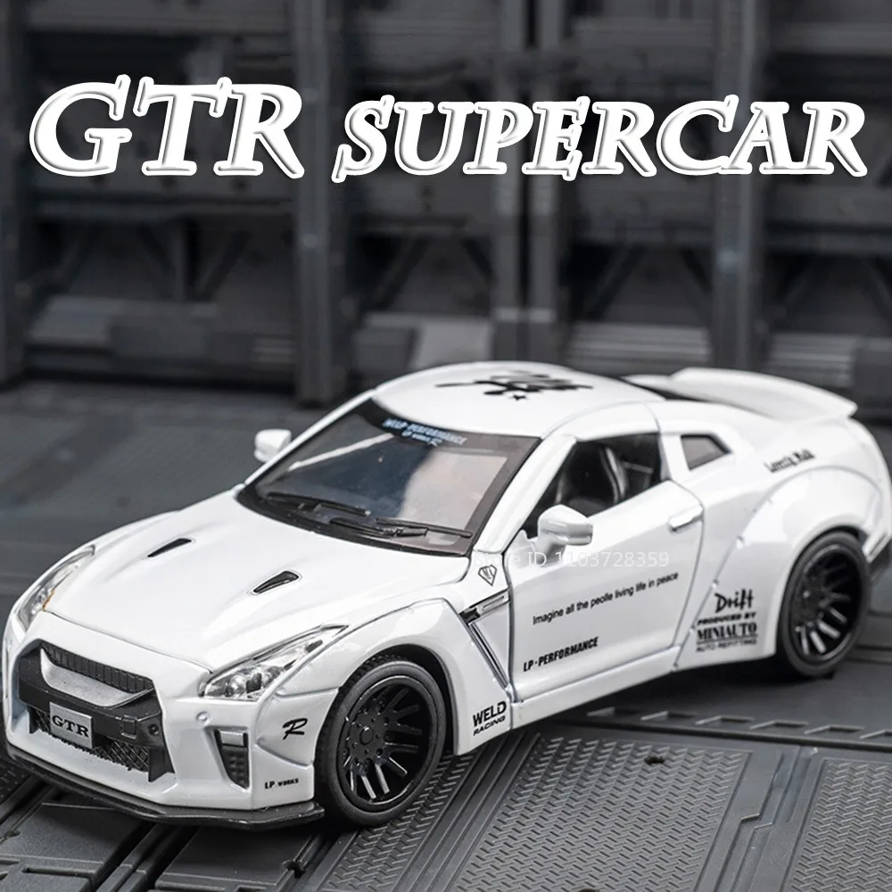 1:32 GTR R35 Model Toy Sports Cars Alloy Diecast Miniature Supercar Sound Light Doors Opened Pull Back Decoration for Kids Gifts
1:32 GTR R35 Model Toy Sports Cars Alloy Diecast Miniature Supercar Sound Light Doors Opened Pull Back Decoration for Kids Gifts