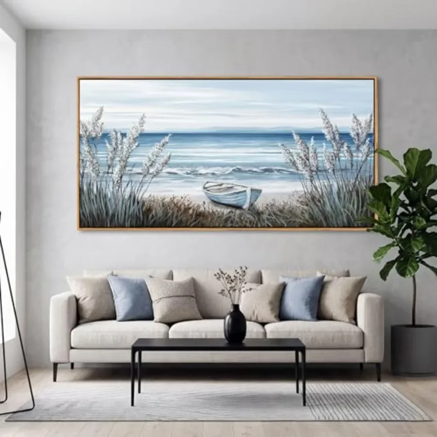 Living Room Beach Vintage Wall Decor Canvas Artwork: Coastal Seascape with Boat, Farmhouse Style, Ocean Blue Sand Beige, 20×40I
Living Room Beach Vintage Wall Decor Canvas Artwork: Coastal Seascape with Boat, Farmhouse Style, Ocean Blue Sand Beige, 20×40I
