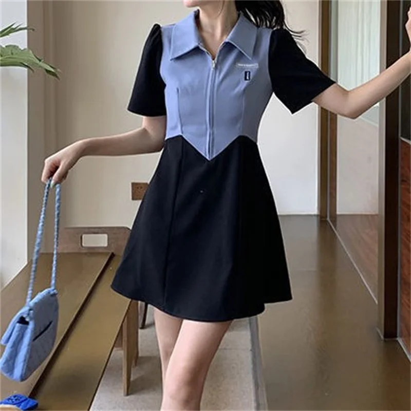 Women Summer Style A-Line Dress Lady Casual Short Sleeve Polo Collar Patchwork Mini A-Line Dress Vestidos SS262
Women Summer Style A-Line Dress Lady Casual Short Sleeve Polo Collar Patchwork Mini A-Line Dress Vestidos SS262