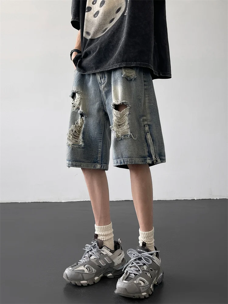 Retro American High Street Vibe Men's Denim orts Wide Leg Waed out Five-Point Pants Casual Youth Trend Summer Loose Fit
Retro American High Street Vibe Men's Denim orts Wide Leg Waed out Five-Point Pants Casual Youth Trend Summer Loose Fit