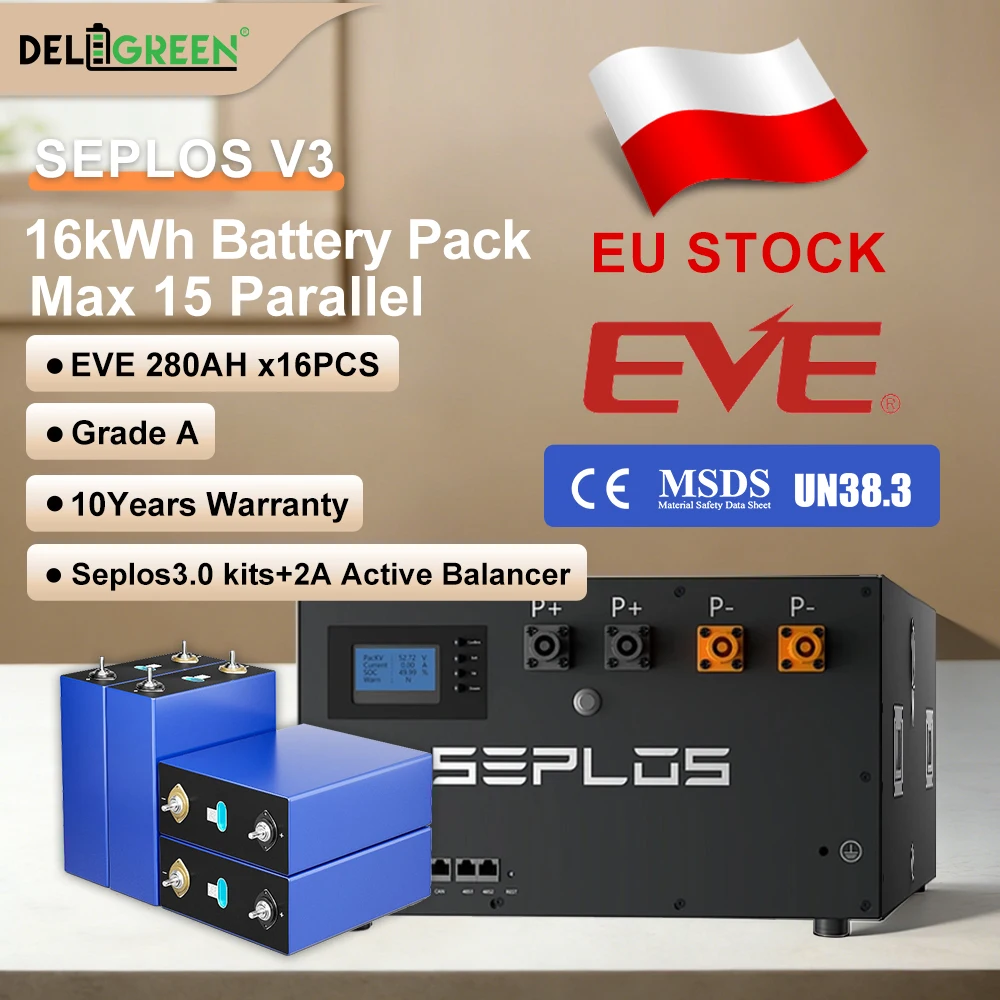 Poland Lifepo4 3.0 Seplos Battery Kits 14.5KW +2A Active Balancer EVE280AH GradeA CAN RS485 Home Energy Solar Tax Free
Poland Lifepo4 3.0 Seplos Battery Kits 14.5KW +2A Active Balancer EVE280AH GradeA CAN RS485 Home Energy Solar Tax Free
