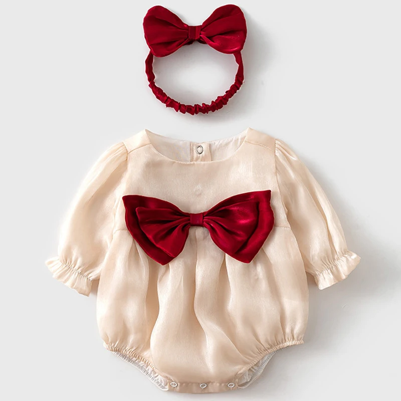 Spring Fall Newborn Girls Clothes Korean Cute Mesh Bow Long Sleeve Jumpsuits Bodysuits+Hair Band Baby Boutique Clothing BC1688
Spring Fall Newborn Girls Clothes Korean Cute Mesh Bow Long Sleeve Jumpsuits Bodysuits+Hair Band Baby Boutique Clothing BC1688
