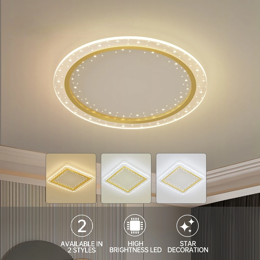 Full Star Living Room Ceiling Light Household Round Square Three Color LED Ceiling Light Simple Bedroom Lights Ins Wind
Full Star Living Room Ceiling Light Household Round Square Three Color LED Ceiling Light Simple Bedroom Lights Ins Wind