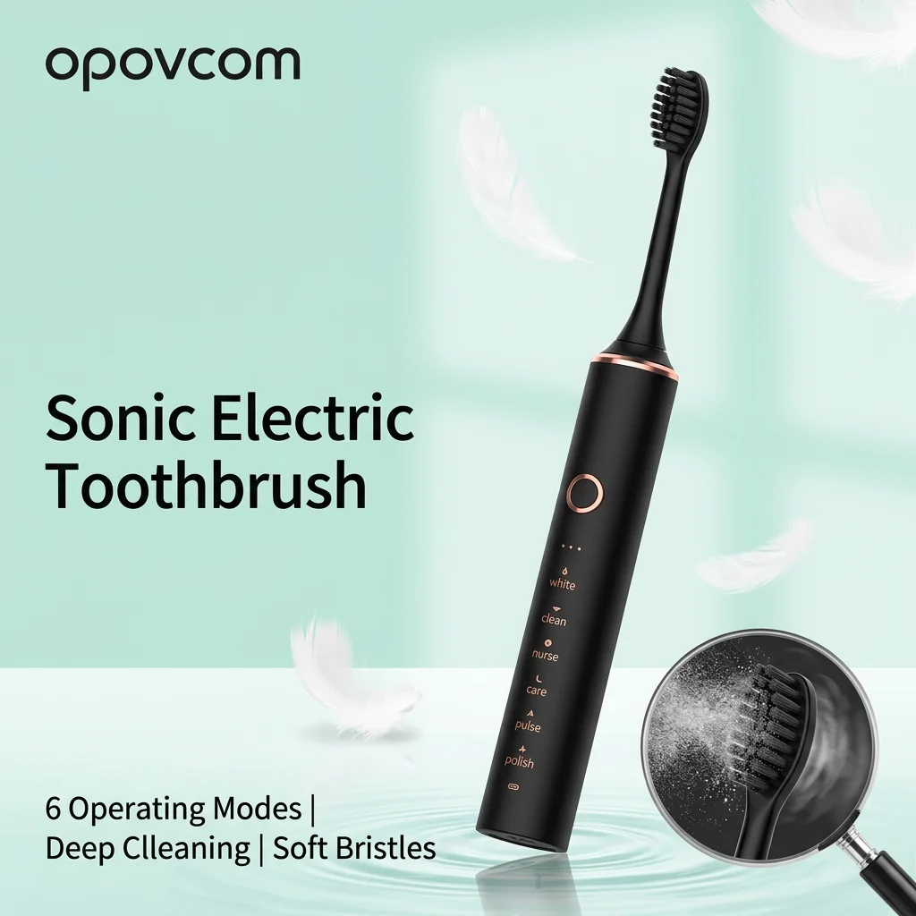 Sonic Electric Toothbrush Rechargeable 6 Cleaning Modes IPX7 Waterproof Ultra Soft Bristles 2 Min Smart Timer for Adult Oral Car
Sonic Electric Toothbrush Rechargeable 6 Cleaning Modes IPX7 Waterproof Ultra Soft Bristles 2 Min Smart Timer for Adult Oral Car