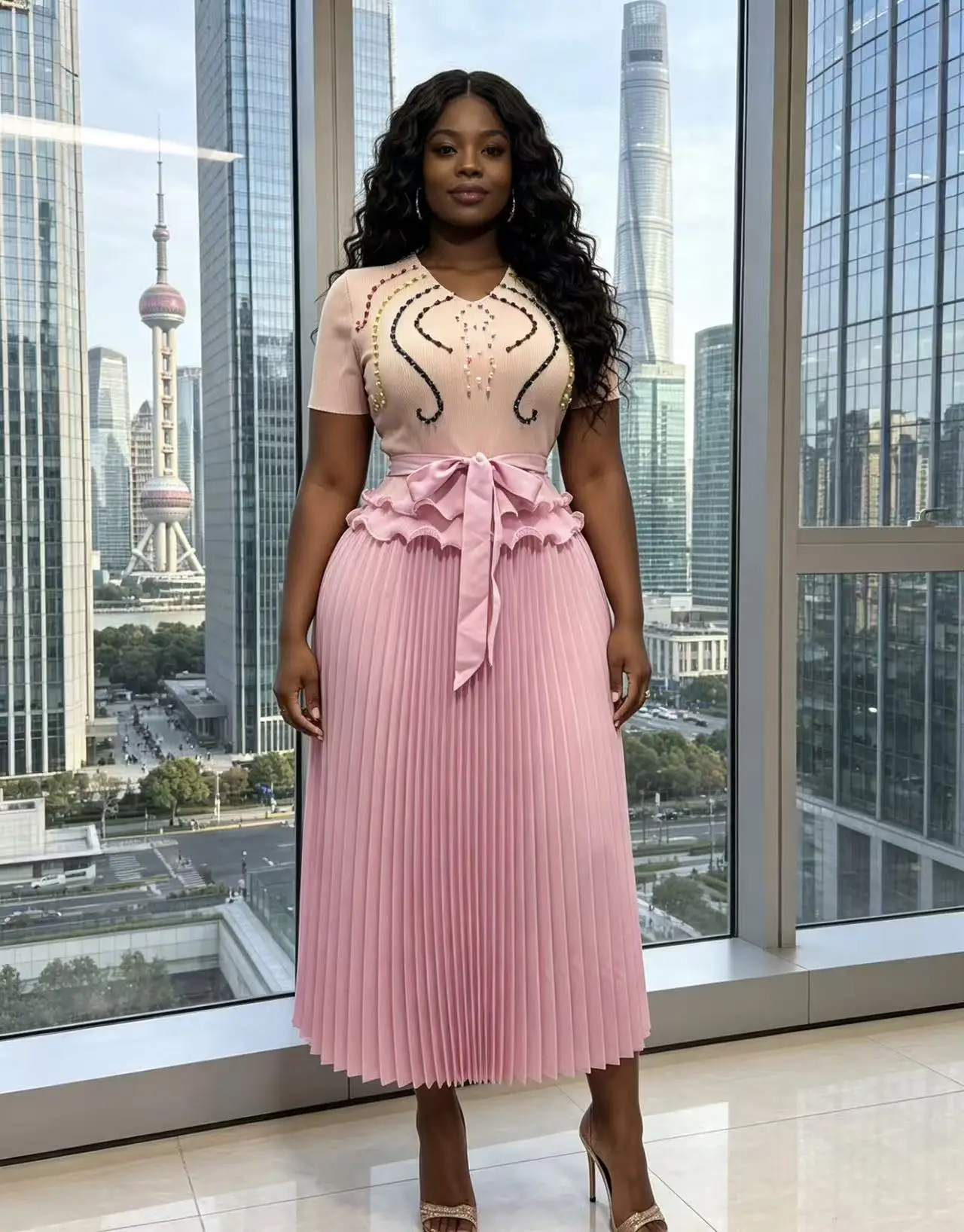 2026 New Miyake African Bead Summer Short Sleeve Printed Dress Women's Fashion V-Neck Loose Dress
2026 New Miyake African Bead Summer Short Sleeve Printed Dress Women's Fashion V-Neck Loose Dress
