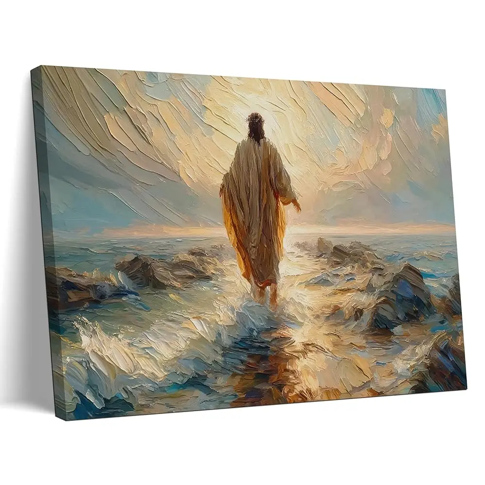 Framed Jesus Canvas Wall Art - Jesus Walks on Water Wall Decor Paintings, Christian The Poster Print Picture, Christ Religiou
Framed Jesus Canvas Wall Art - Jesus Walks on Water Wall Decor Paintings, Christian The Poster Print Picture, Christ Religiou