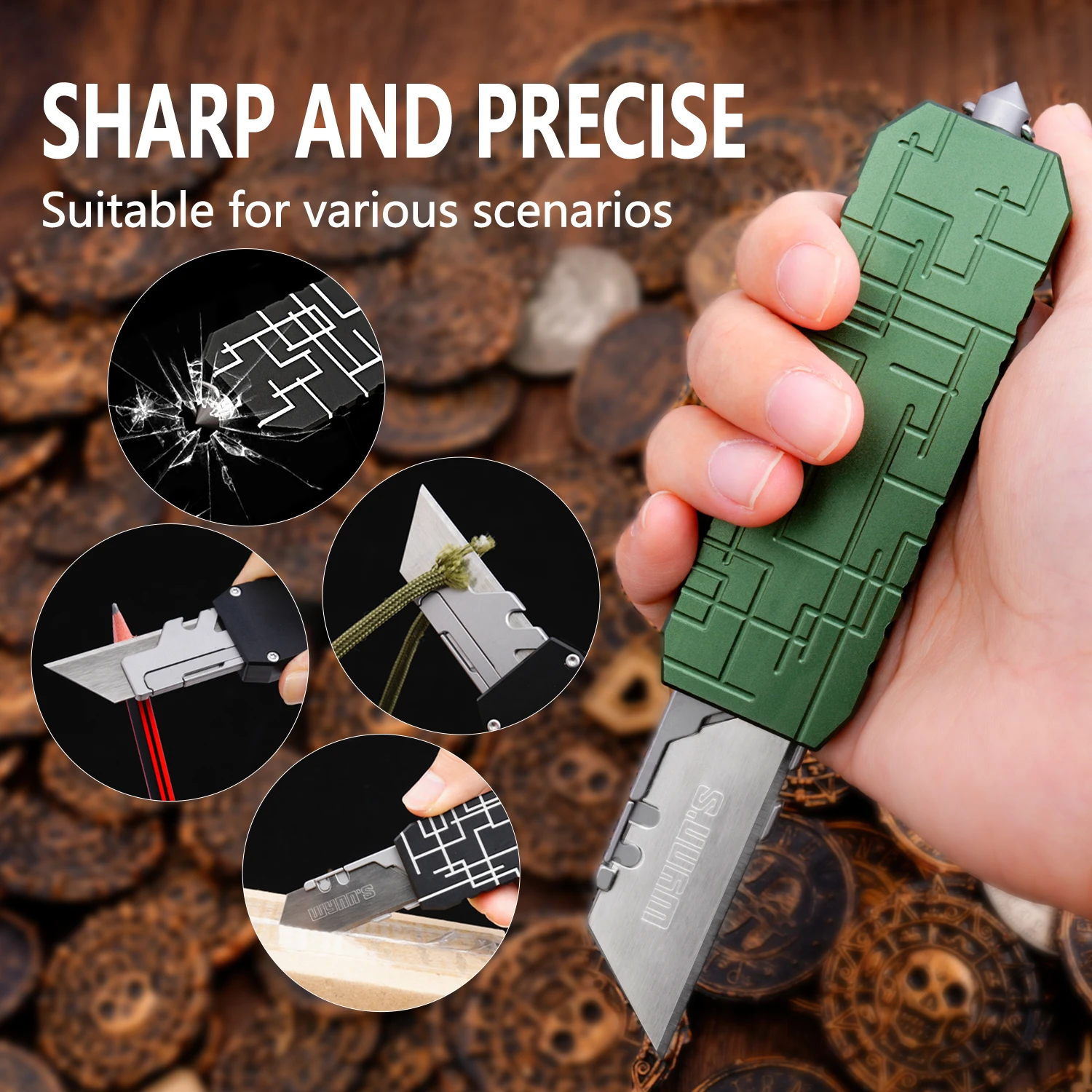 Aluminum Alloy Utility Knife, Pocket Knife with Clip, Box Cutter Knives, Outdoors EDC Tool Knife, With 10 Carbon Steel Blades
Aluminum Alloy Utility Knife, Pocket Knife with Clip, Box Cutter Knives, Outdoors EDC Tool Knife, With 10 Carbon Steel Blades