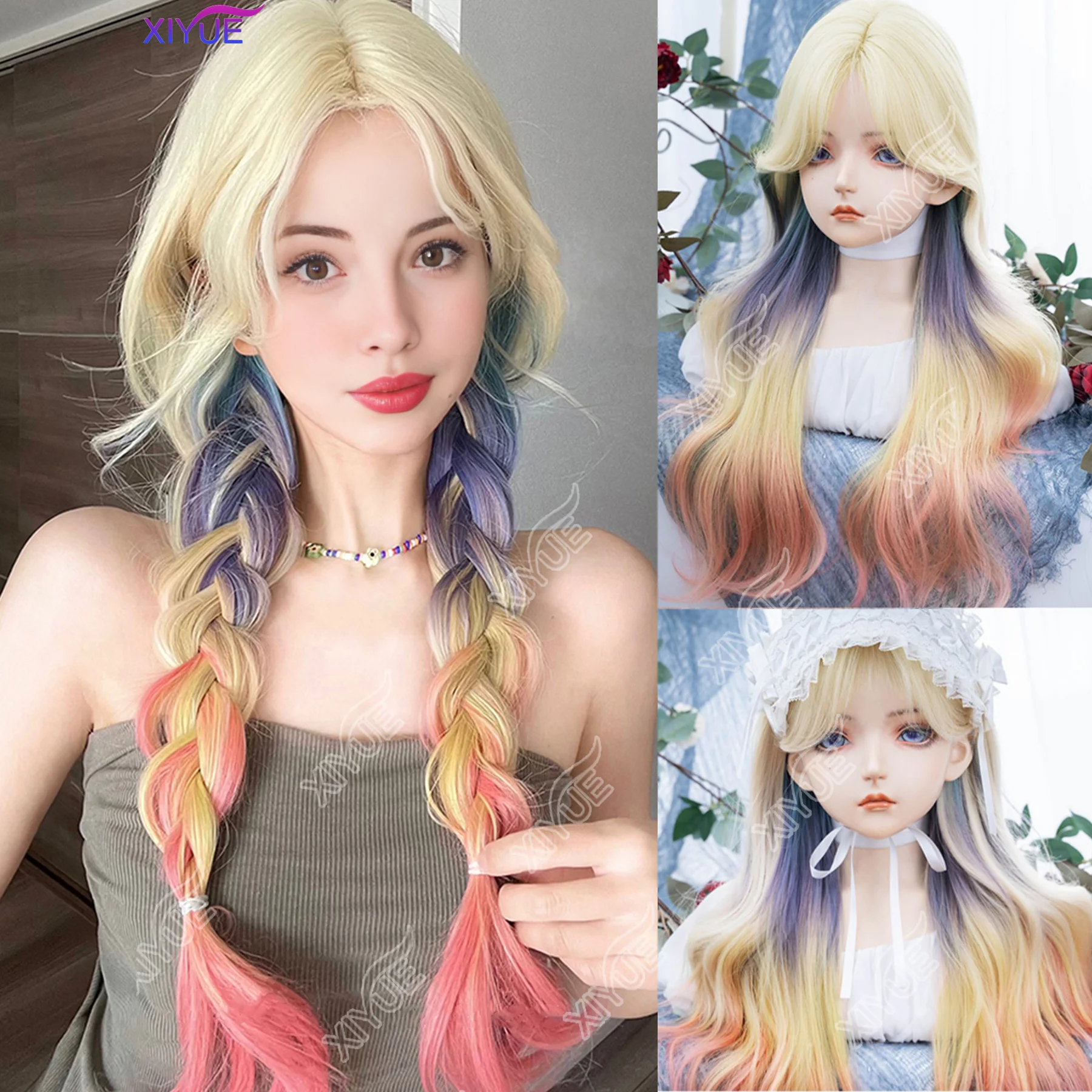 XIYUE Dopamine Girl Style Блондинка Микс Разноцветные Синтетические Парики Средняя Часть Длинные Волнистые Волосы Парик Для Женщин Косплей Термостойкие 
XIYUE Dopamine Girl Style Блондинка Микс Разноцветные Синтетические Парики Средняя Часть Длинные Волнистые Волосы Парик Для Женщин Косплей Термостойкие