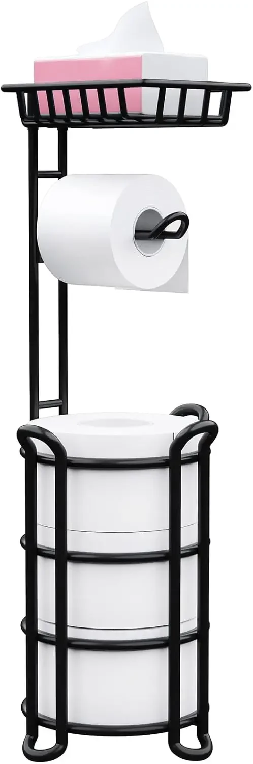 Toilet paper holder with shelf, separate toilet paper roll storage rack for bathroom, black
Toilet paper holder with shelf, separate toilet paper roll storage rack for bathroom, black