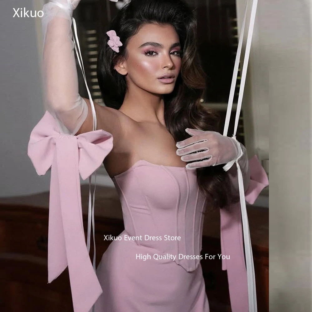 Xikuo Pink Strapless Mini Length Prom Dress Delicate Bow Sleeveless Bridal Gowns Bodycon Mini Homecoming Dresses Customized
Xikuo Pink Strapless Mini Length Prom Dress Delicate Bow Sleeveless Bridal Gowns Bodycon Mini Homecoming Dresses Customized