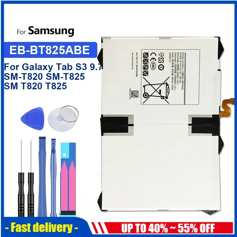 Аккумулятор для планшета Samsung Galaxy Tab S3 9,7 SM-T820 SM-T825 SM T820 T825 EB-BT825ABE 6000 мАч аккумуляторные батареи
Аккумулятор для планшета Samsung Galaxy Tab S3 9,7 SM-T820 SM-T825 SM T820 T825 EB-BT825ABE 6000 мАч аккумуляторные батареи