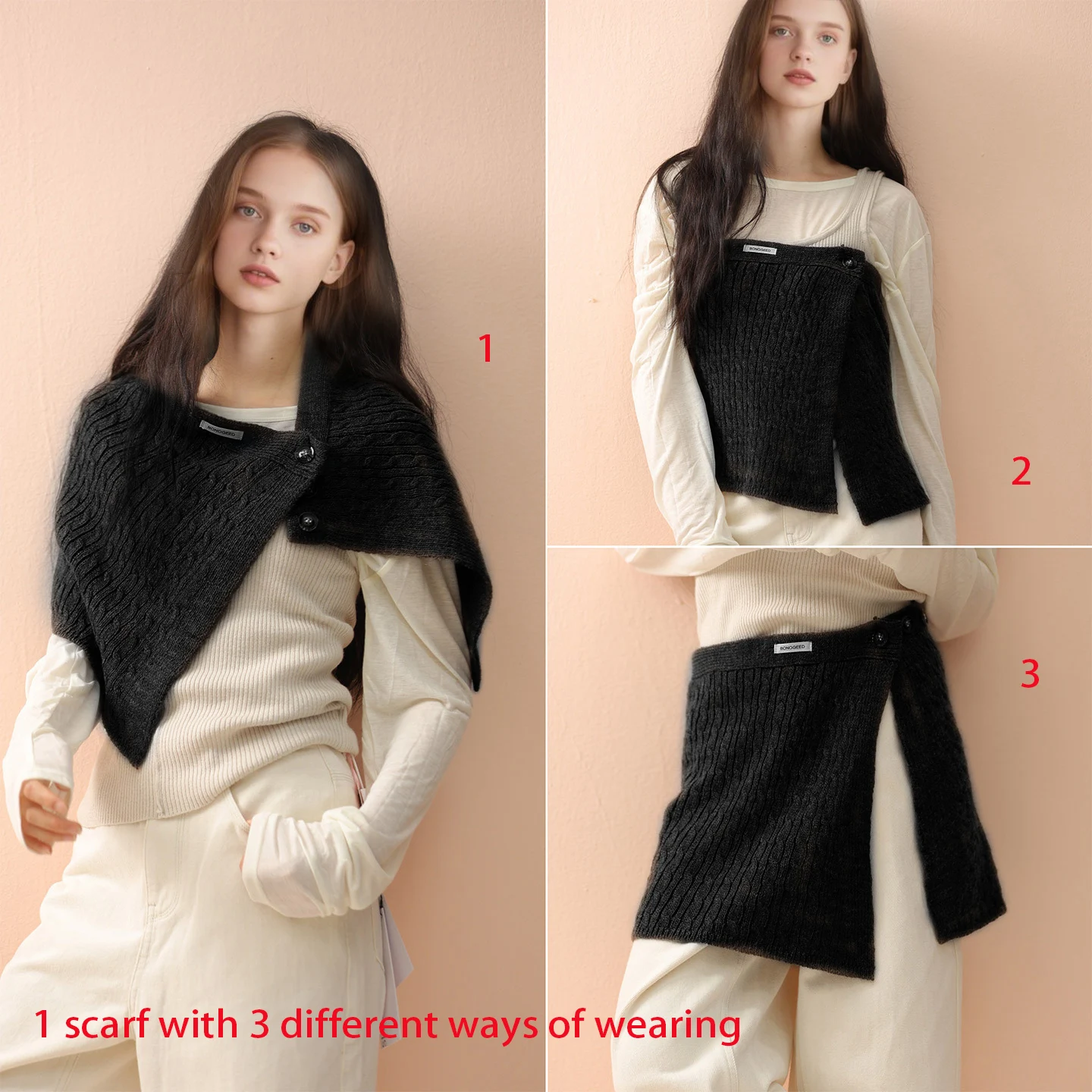 Women's scarf, covering the buttocks, lightweight and breathable, can be worn in various ways, such as solid color fart curtains
Women's scarf, covering the buttocks, lightweight and breathable, can be worn in various ways, such as solid color fart curtains