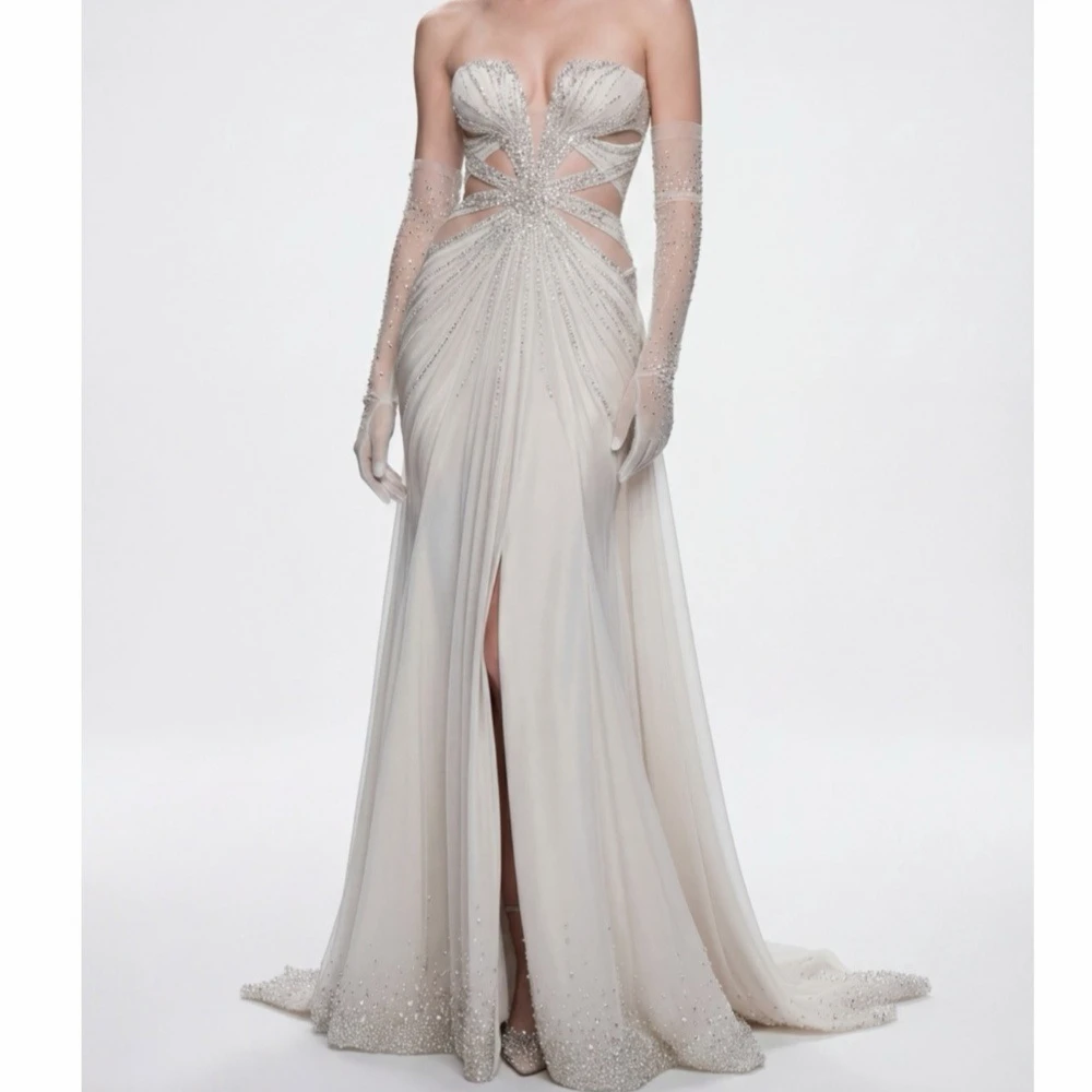 Customized Sparkle Luxury Tulle Pleat Beading Sequined Ruched A-line Strapless Floor-Length Evening Dresses Intricate
Customized Sparkle Luxury Tulle Pleat Beading Sequined Ruched A-line Strapless Floor-Length Evening Dresses Intricate